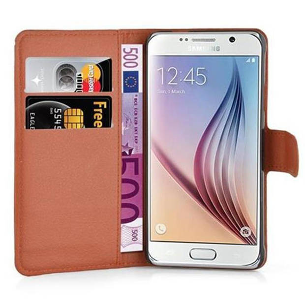 Cadorabo Hoesje geschikt voor Samsung Galaxy S6 in CHOCOLADE BRUIN - Beschermhoes Cover magnetische sluiting Case