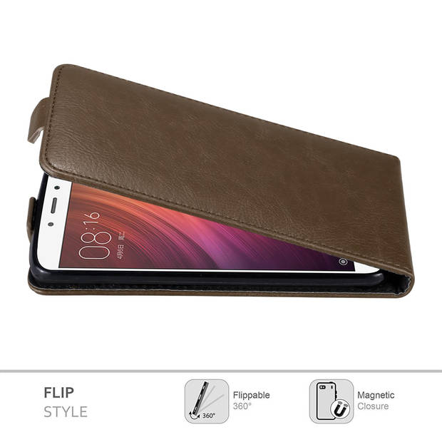 Cadorabo Hoesje geschikt voor Xiaomi RedMi NOTE 4 in KOFFIE BRUIN - Beschermhoes Flip Case Cover magnetische sluiting