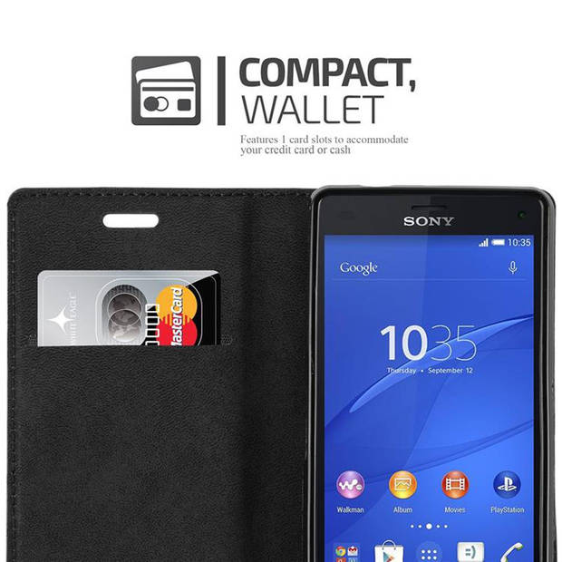 Cadorabo Hoesje geschikt voor Sony Xperia Z3 COMPACT in CAPPUCCINO BRUIN - Beschermhoes Case magnetische sluiting Cover