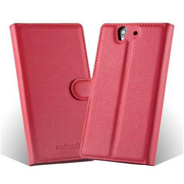 Cadorabo Hoesje geschikt voor Sony Xperia Z in KARMIJN ROOD - Beschermhoes Cover magnetische sluiting Case