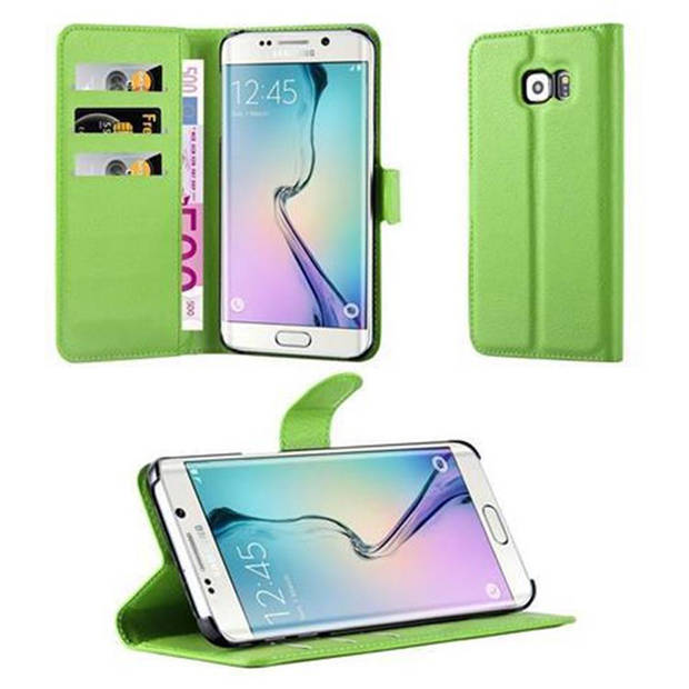 Cadorabo Hoesje geschikt voor Samsung Galaxy S6 EDGE in MUNT GROEN - Beschermhoes Cover magnetische sluiting Case