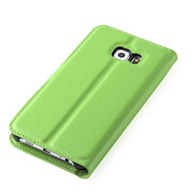 Cadorabo Hoesje geschikt voor Samsung Galaxy S6 EDGE in MUNT GROEN - Beschermhoes Cover magnetische sluiting Case