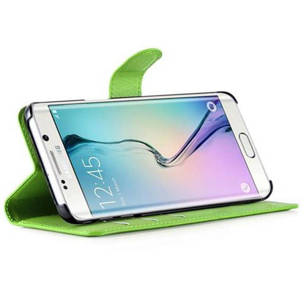 Cadorabo Hoesje geschikt voor Samsung Galaxy S6 EDGE in MUNT GROEN - Beschermhoes Cover magnetische sluiting Case