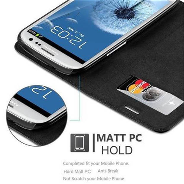 Cadorabo Hoesje geschikt voor Samsung Galaxy S3 / S3 NEO in ZWARTE NACHT - Beschermhoes Case magnetische sluiting Cover