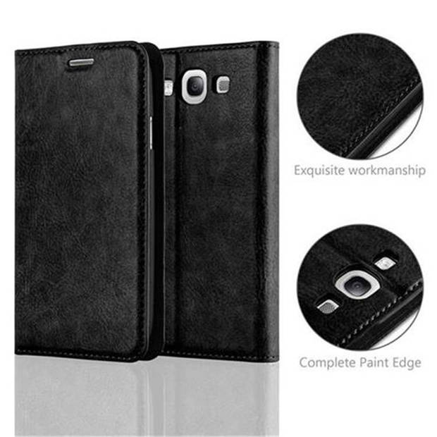 Cadorabo Hoesje geschikt voor Samsung Galaxy S3 / S3 NEO in ZWARTE NACHT - Beschermhoes Case magnetische sluiting Cover