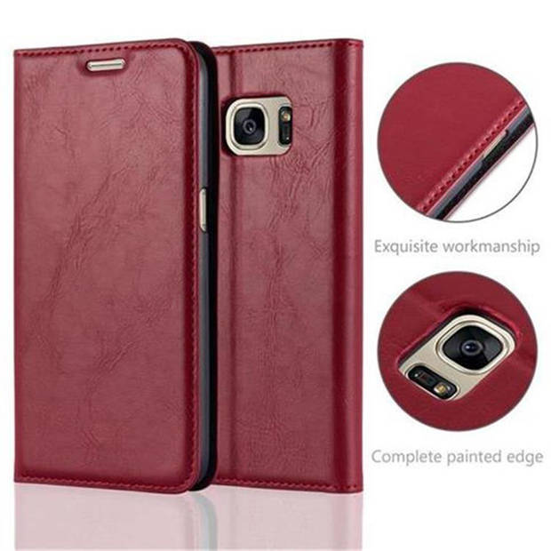 Cadorabo Hoesje geschikt voor Samsung Galaxy S7 in APPEL ROOD - Beschermhoes Case magnetische sluiting Cover