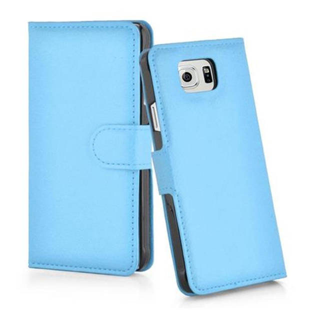 Cadorabo Hoesje geschikt voor Samsung Galaxy S6 in PASTEL BLAUW - Beschermhoes Cover magnetische sluiting Case