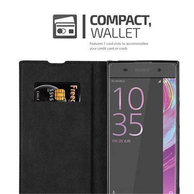 Cadorabo Hoesje geschikt voor Sony Xperia XA1 in ZWARTE NACHT - Beschermhoes Case magnetische sluiting Cover