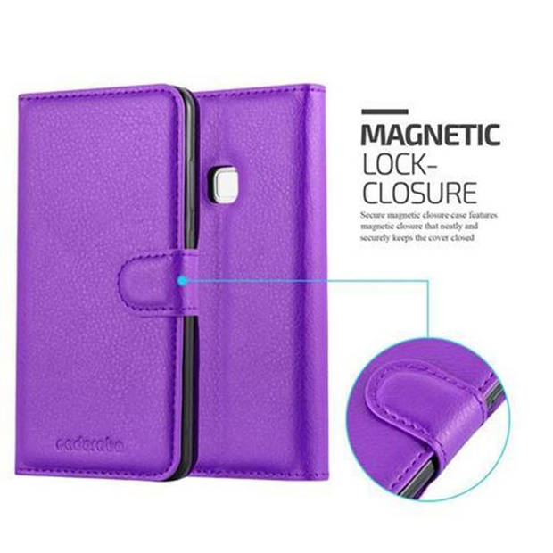 Cadorabo Hoesje geschikt voor Huawei P10 LITE in MANGAAN PAARS - Beschermhoes Cover magnetische sluiting Case