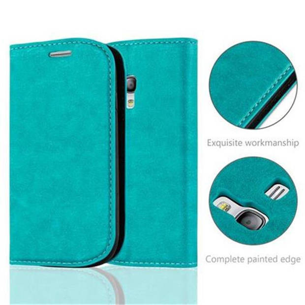 Cadorabo Hoesje geschikt voor Samsung Galaxy S3 MINI in BENZINE TURKOOIS - Beschermhoes Case magnetische sluiting Cover