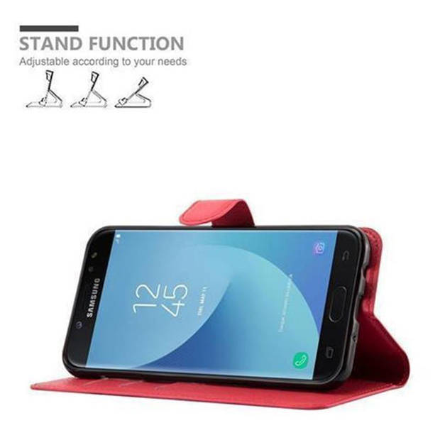 Cadorabo Hoesje geschikt voor Samsung Galaxy J7 2017 in KARMIJN ROOD - Beschermhoes Cover magnetische sluiting Case