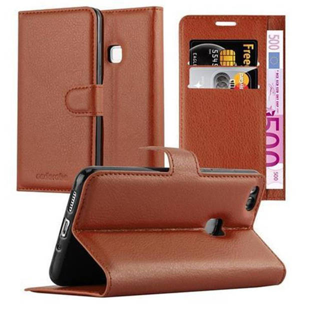 Cadorabo Hoesje geschikt voor Huawei P10 LITE in CHOCOLADE BRUIN - Beschermhoes Cover magnetische sluiting Case