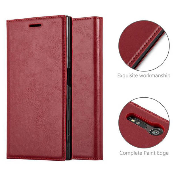 Cadorabo Hoesje geschikt voor Sony Xperia XZ / XZs in APPEL ROOD - Beschermhoes Case magnetische sluiting Cover