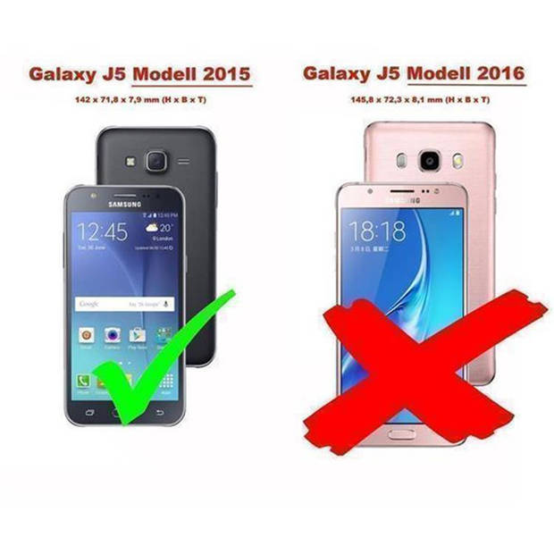 Cadorabo Hoesje geschikt voor Samsung Galaxy J5 2015 in KARMIJN ROOD - Beschermhoes Cover magnetische sluiting Case