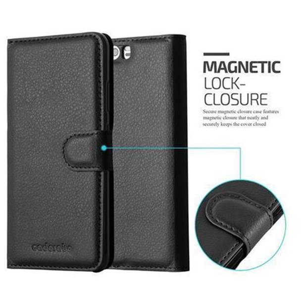 Cadorabo Hoesje geschikt voor Huawei P10 in PHANTOM ZWART - Beschermhoes Cover magnetische sluiting Case