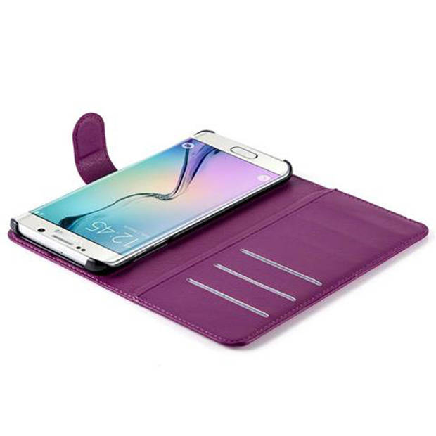 Cadorabo Hoesje geschikt voor Samsung Galaxy S6 EDGE in MANGAAN PAARS - Beschermhoes Cover magnetische sluiting Case