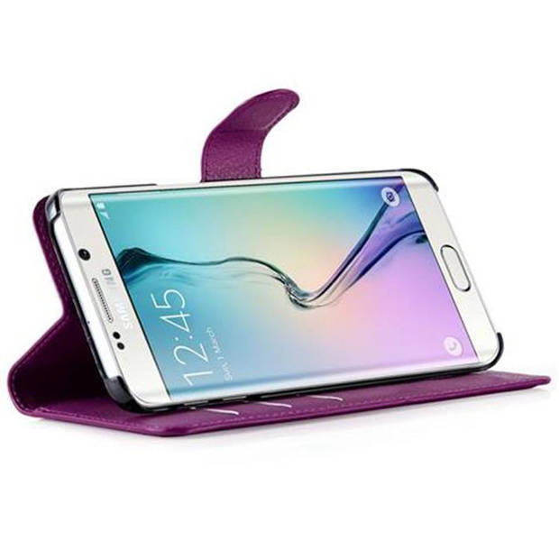 Cadorabo Hoesje geschikt voor Samsung Galaxy S6 EDGE in MANGAAN PAARS - Beschermhoes Cover magnetische sluiting Case