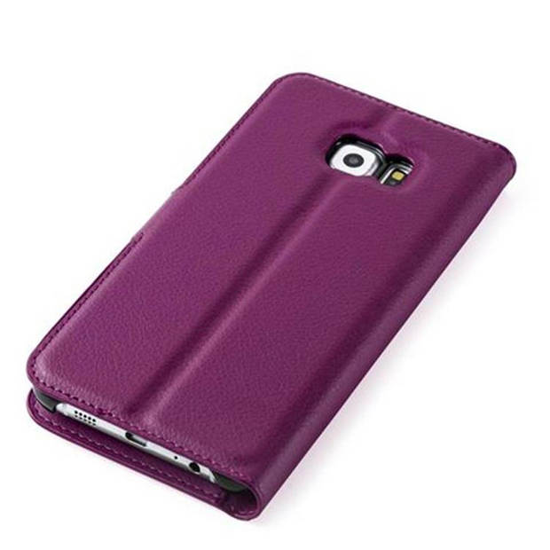 Cadorabo Hoesje geschikt voor Samsung Galaxy S6 EDGE in MANGAAN PAARS - Beschermhoes Cover magnetische sluiting Case