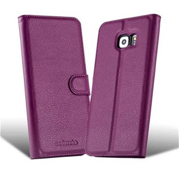 Cadorabo Hoesje geschikt voor Samsung Galaxy S6 EDGE in MANGAAN PAARS - Beschermhoes Cover magnetische sluiting Case