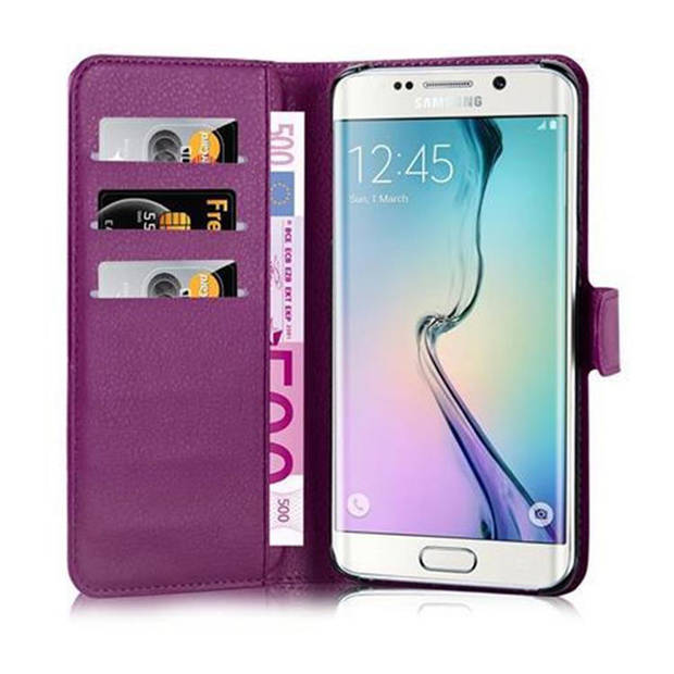 Cadorabo Hoesje geschikt voor Samsung Galaxy S6 EDGE in MANGAAN PAARS - Beschermhoes Cover magnetische sluiting Case