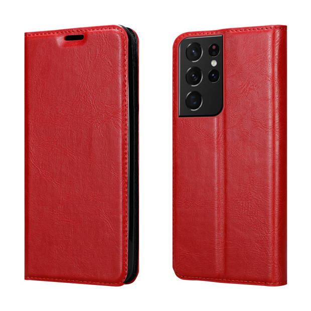 Cadorabo Hoesje geschikt voor Samsung Galaxy S21 ULTRA in APPEL ROOD - Beschermhoes Case magnetische sluiting Cover