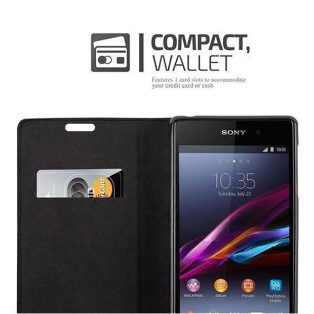 Cadorabo Hoesje geschikt voor Sony Xperia Z1 in CAPPUCCINO BRUIN - Beschermhoes Case magnetische sluiting Cover