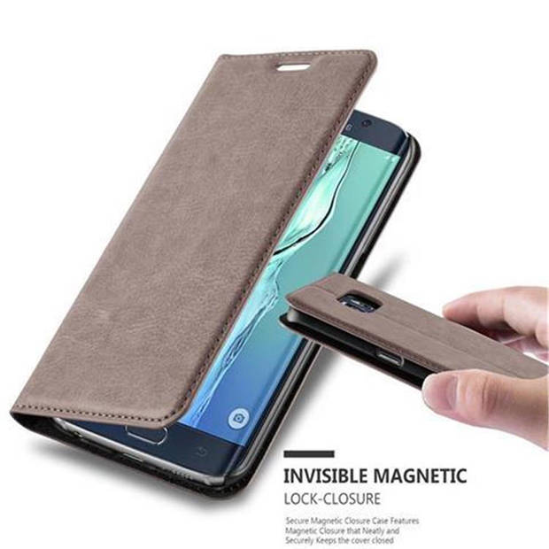 Cadorabo Hoesje geschikt voor Samsung Galaxy S6 EDGE in KOFFIE BRUIN - Beschermhoes Case magnetische sluiting Cover