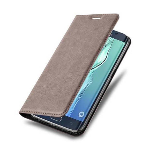 Cadorabo Hoesje geschikt voor Samsung Galaxy S6 EDGE in KOFFIE BRUIN - Beschermhoes Case magnetische sluiting Cover