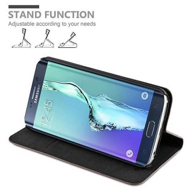 Cadorabo Hoesje geschikt voor Samsung Galaxy S6 EDGE in KOFFIE BRUIN - Beschermhoes Case magnetische sluiting Cover