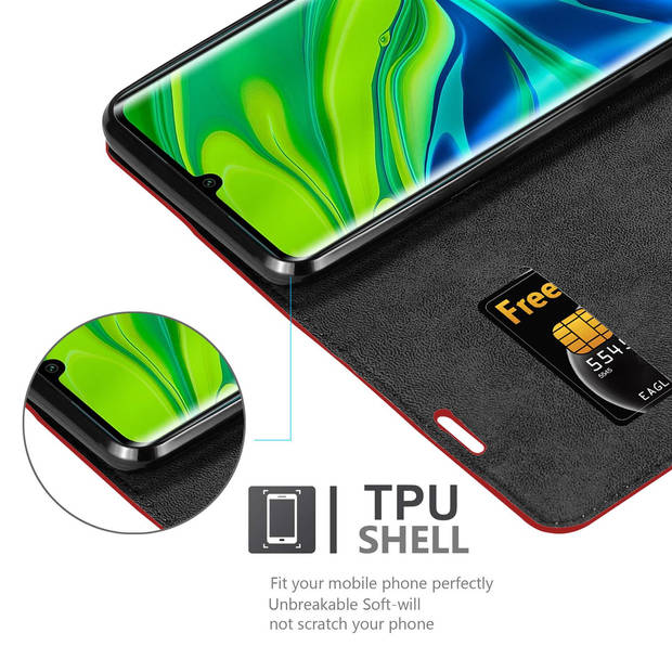 Cadorabo Hoesje geschikt voor Xiaomi Mi NOTE 10 in APPEL ROOD - Beschermhoes Case magnetische sluiting Cover