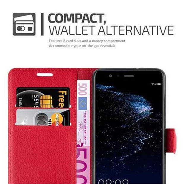 Cadorabo Hoesje geschikt voor Huawei P10 LITE in KARMIJN ROOD - Beschermhoes Cover magnetische sluiting Case