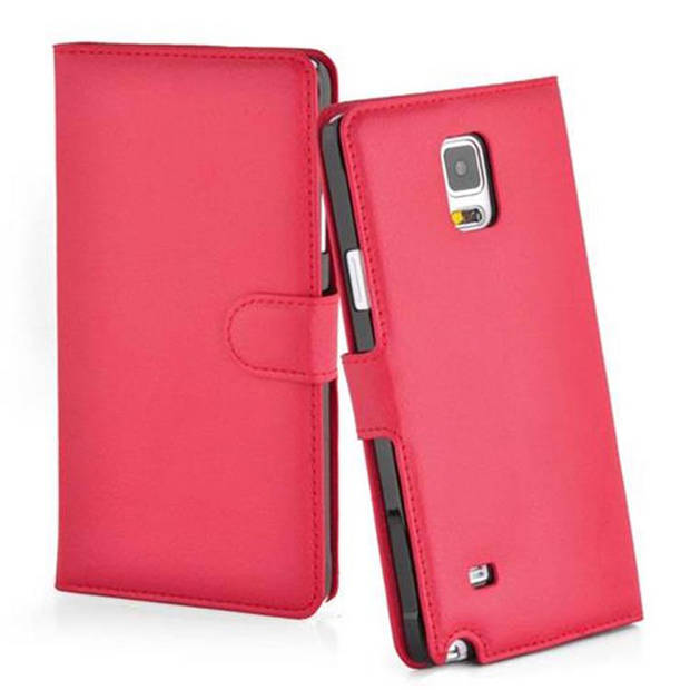 Cadorabo Hoesje geschikt voor Samsung Galaxy NOTE 4 in KARMIJN ROOD - Beschermhoes Cover magnetische sluiting Case