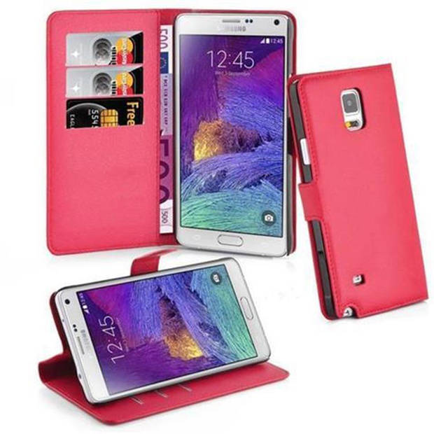 Cadorabo Hoesje geschikt voor Samsung Galaxy NOTE 4 in KARMIJN ROOD - Beschermhoes Cover magnetische sluiting Case