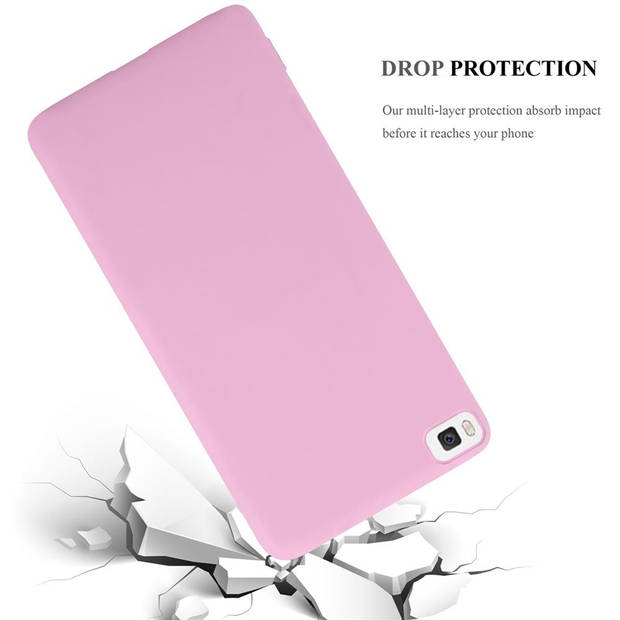 Cadorabo Hoesje geschikt voor Huawei P8 in CANDY ROZE - Beschermhoes TPU silicone Case Cover