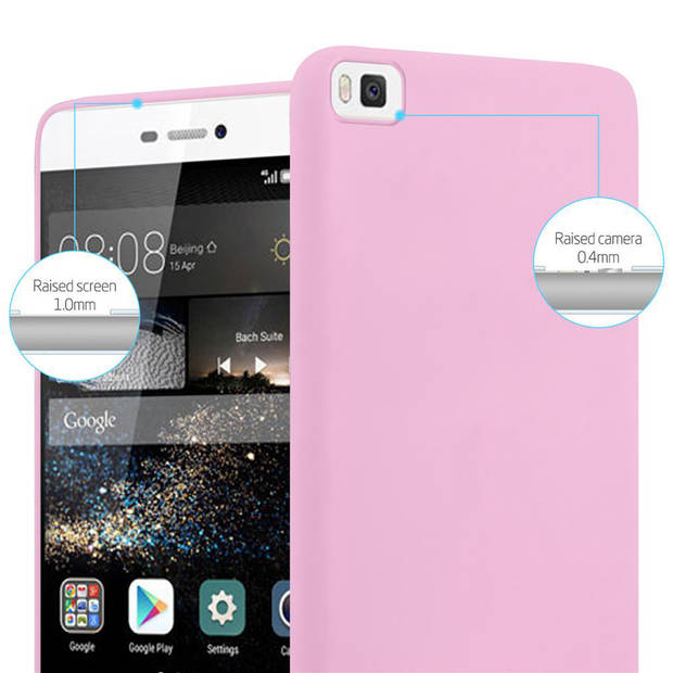 Cadorabo Hoesje geschikt voor Huawei P8 in CANDY ROZE - Beschermhoes TPU silicone Case Cover