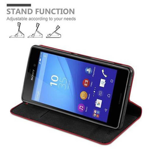 Cadorabo Hoesje geschikt voor Sony Xperia M4 AQUA in APPEL ROOD - Beschermhoes Case magnetische sluiting Cover