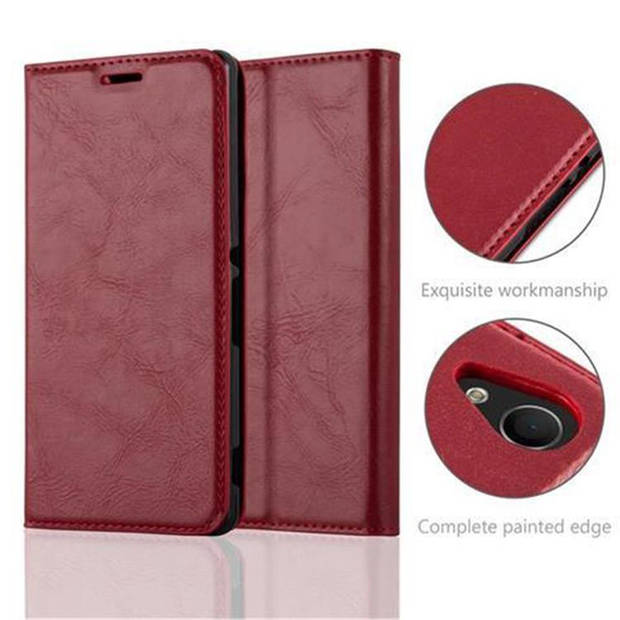 Cadorabo Hoesje geschikt voor Sony Xperia M4 AQUA in APPEL ROOD - Beschermhoes Case magnetische sluiting Cover