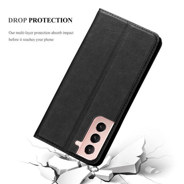 Cadorabo Hoesje geschikt voor Samsung Galaxy S21 PLUS in ZWARTE NACHT - Beschermhoes Case magnetische sluiting Cover