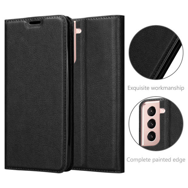 Cadorabo Hoesje geschikt voor Samsung Galaxy S21 PLUS in ZWARTE NACHT - Beschermhoes Case magnetische sluiting Cover