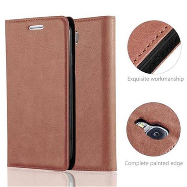 Cadorabo Hoesje geschikt voor Samsung Galaxy S4 in CAPPUCCINO BRUIN - Beschermhoes Case magnetische sluiting Cover