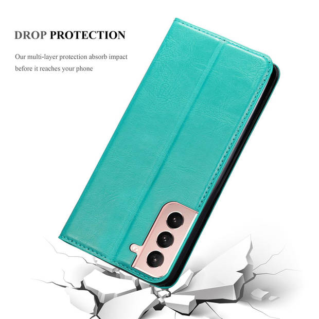 Cadorabo Hoesje geschikt voor Samsung Galaxy S21 PLUS in BENZINE TURKOOIS - Beschermhoes Case magnetische sluiting Cover