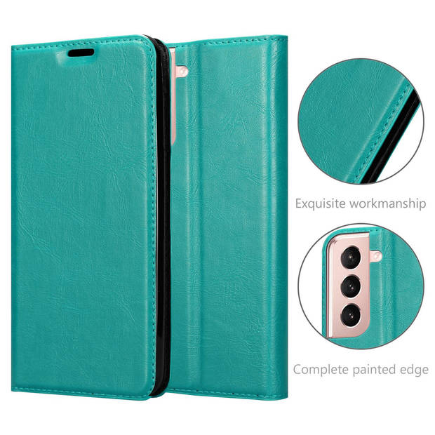 Cadorabo Hoesje geschikt voor Samsung Galaxy S21 PLUS in BENZINE TURKOOIS - Beschermhoes Case magnetische sluiting Cover