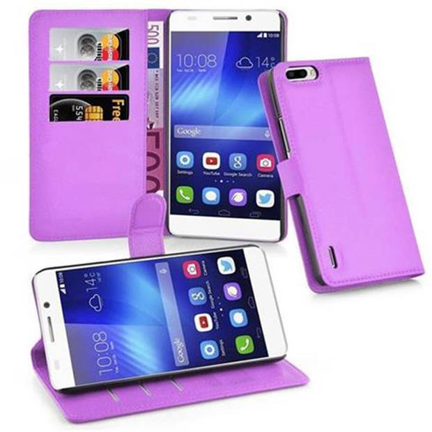 Cadorabo Hoesje geschikt voor Honor 6 PLUS in MANGAAN PAARS - Beschermhoes Cover magnetische sluiting Case