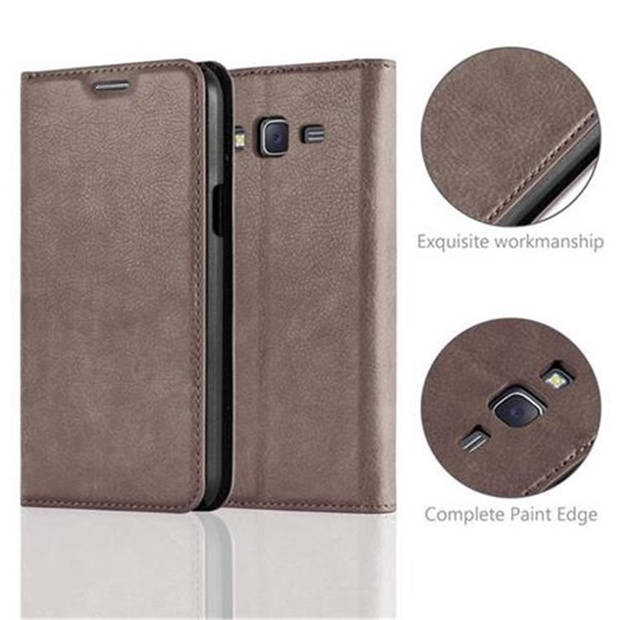 Cadorabo Hoesje geschikt voor Samsung Galaxy J5 2015 in KOFFIE BRUIN - Beschermhoes Case magnetische sluiting Cover