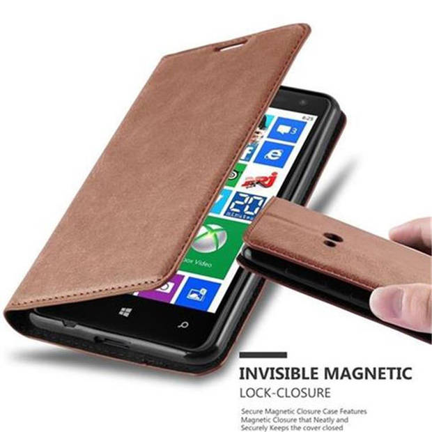 Cadorabo Hoesje geschikt voor Nokia Lumia 625 in CAPPUCCINO BRUIN - Beschermhoes Case magnetische sluiting Cover