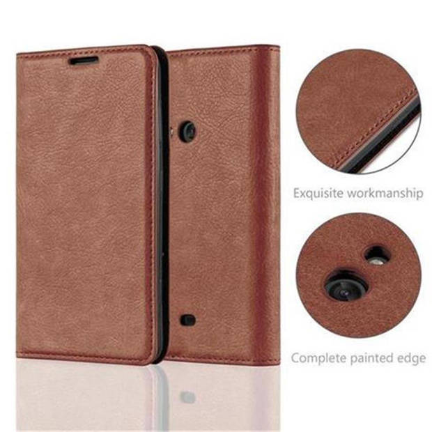 Cadorabo Hoesje geschikt voor Nokia Lumia 625 in CAPPUCCINO BRUIN - Beschermhoes Case magnetische sluiting Cover