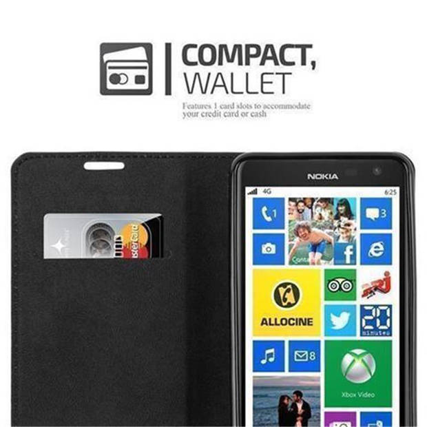Cadorabo Hoesje geschikt voor Nokia Lumia 625 in CAPPUCCINO BRUIN - Beschermhoes Case magnetische sluiting Cover