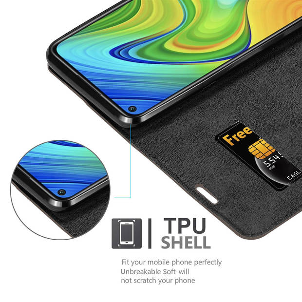 Cadorabo Hoesje geschikt voor Xiaomi RedMi NOTE 9 in KOFFIE BRUIN - Beschermhoes Case magnetische sluiting Cover