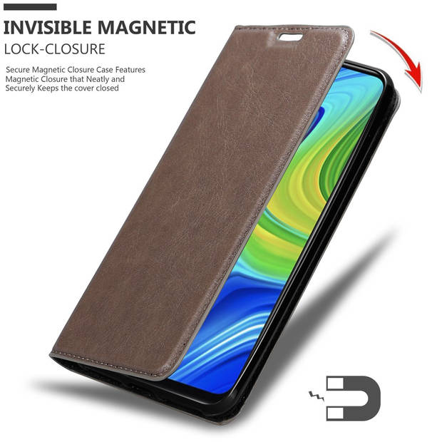 Cadorabo Hoesje geschikt voor Xiaomi RedMi NOTE 9 in KOFFIE BRUIN - Beschermhoes Case magnetische sluiting Cover