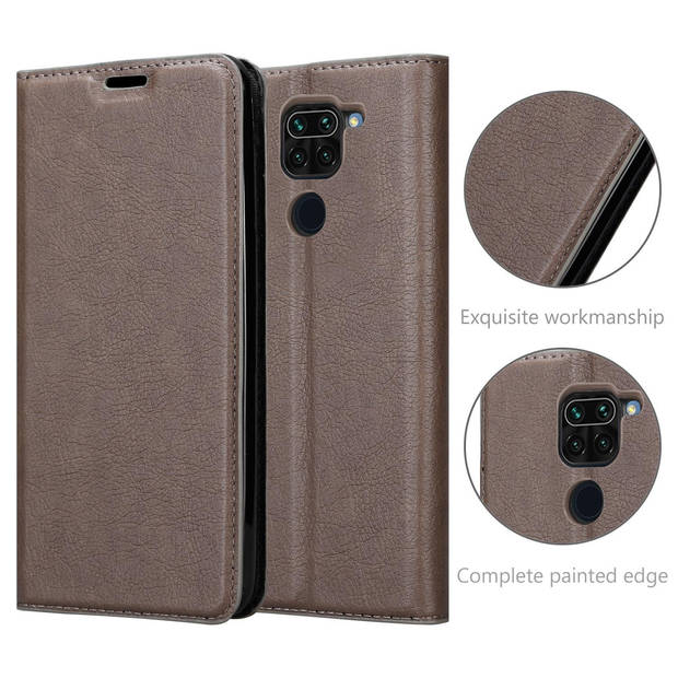 Cadorabo Hoesje geschikt voor Xiaomi RedMi NOTE 9 in KOFFIE BRUIN - Beschermhoes Case magnetische sluiting Cover